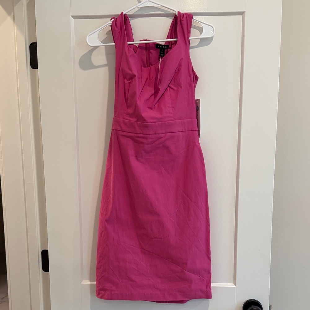 Tahari ASL Hot Pink Midi Sheath Dress